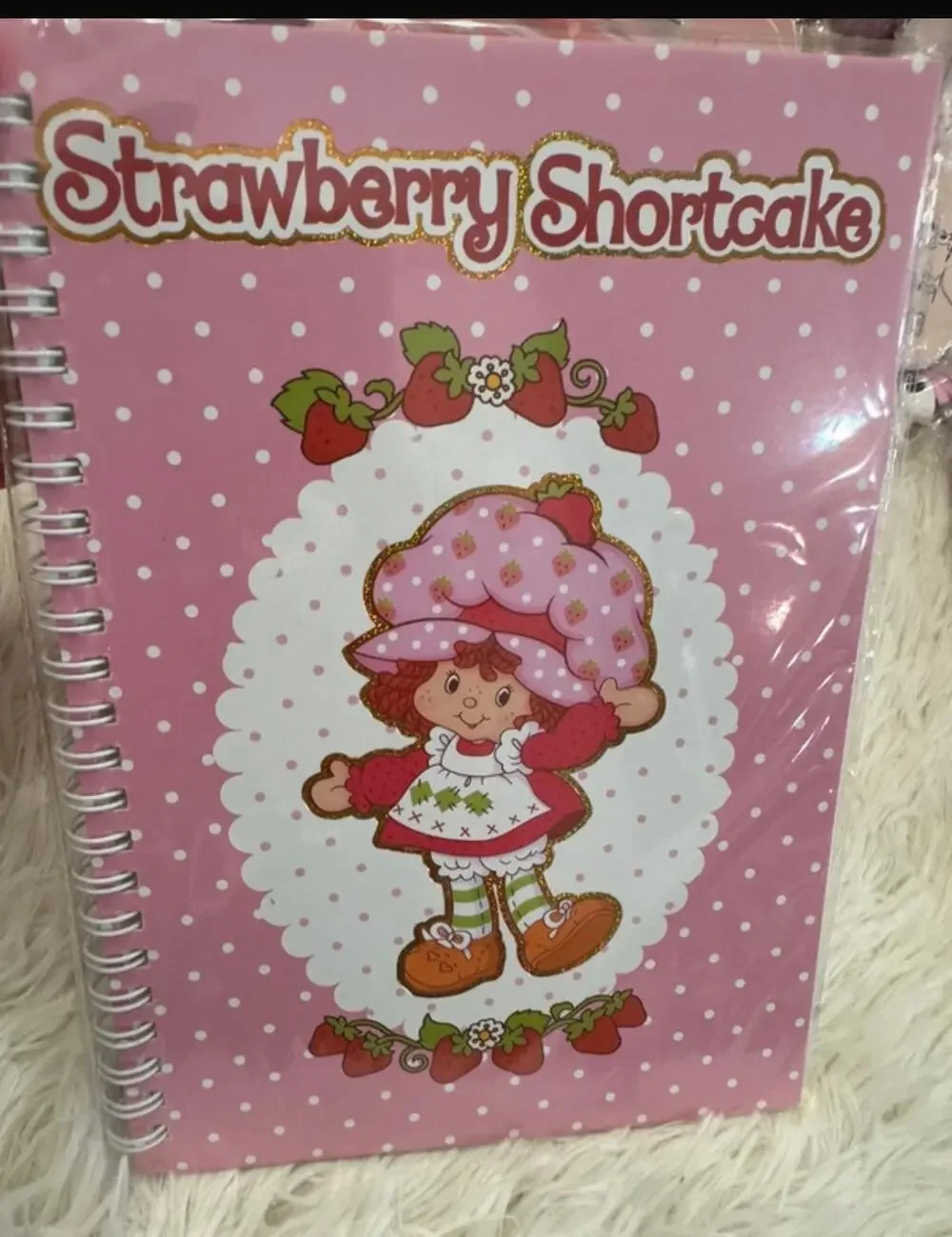 Strawberry shortcake pink polka dots A5 size spiral notebook super cute